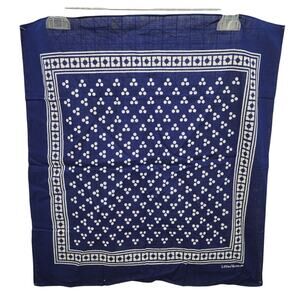 Vintage Lillian Vernon Blue White Geometric Bandana Scarf Boho Heritage Piece